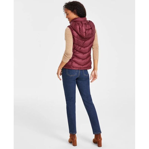 Charter Club‎ Women's Packable Hooded Puffer Vest Garnet Size L - Picture 2 of 9